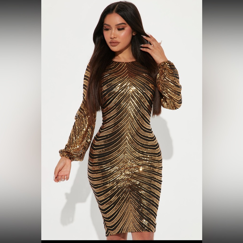 Gold sequin fashionnova dress
